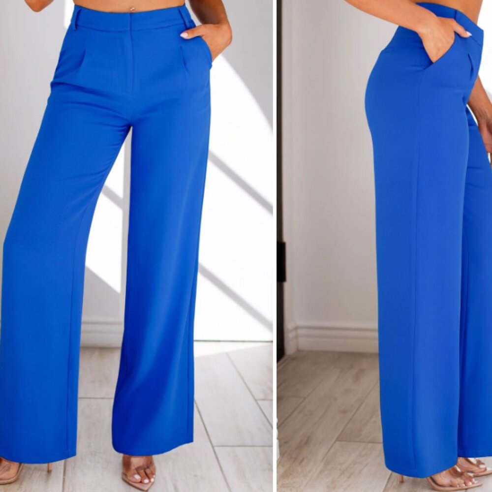 Royal Blue High Rise Dress Pants in Small